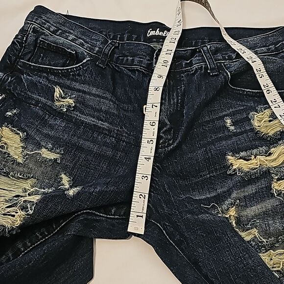 Mens Embellish nyc  distressed side abd ankle zipper jeans 34 - Picture 8 of 9